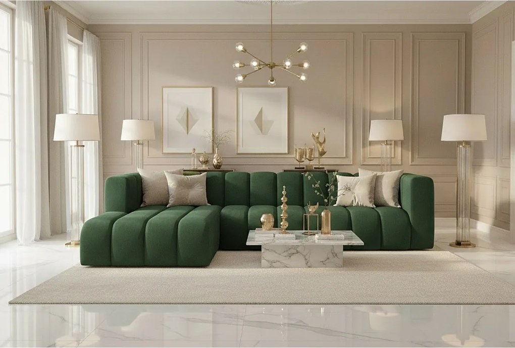 Narożnik w kształcie L GRAND 318 cm, tkanina Salvador, Zielony, Lewy