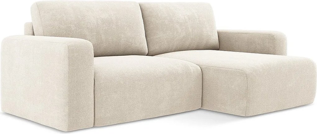 Narożnik prawostronny z funkcją spania - z tkaniny szenilowej - jasny beż - KONA