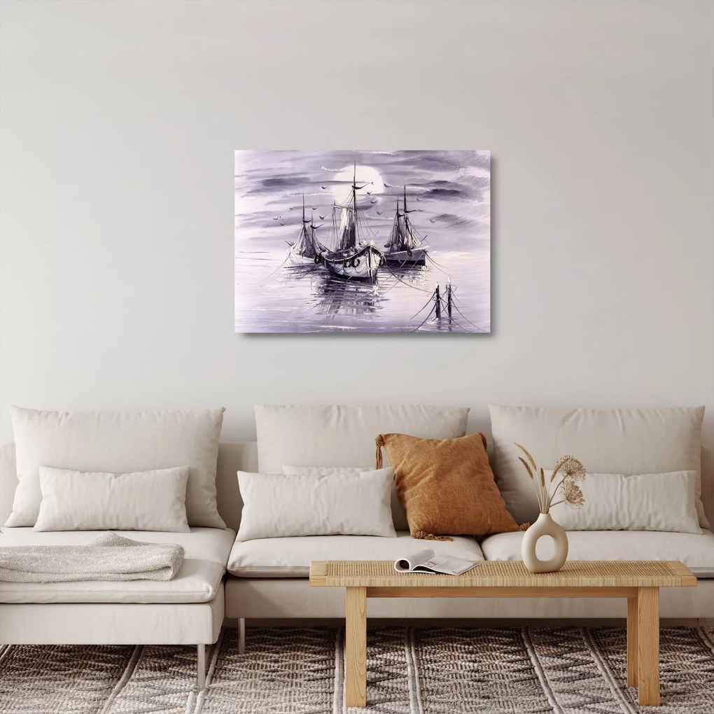 Obraz na szkle - Port, obraz olejny (70x50 cm)