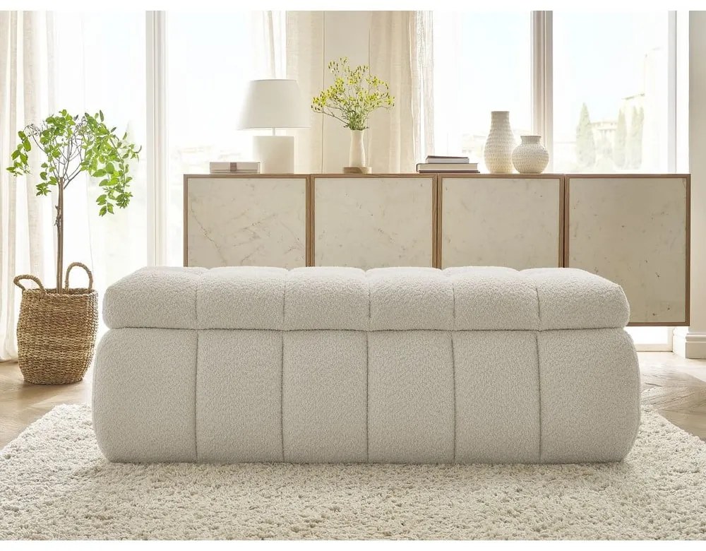 Beżowa ławka z materiału bouclé Mont Blanc – Bobochic Paris