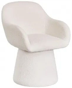 Obrotowe Krzesło Do Jadalni Z Podłokietnikami Tapicerowane Erica Bouclé White - Sklum