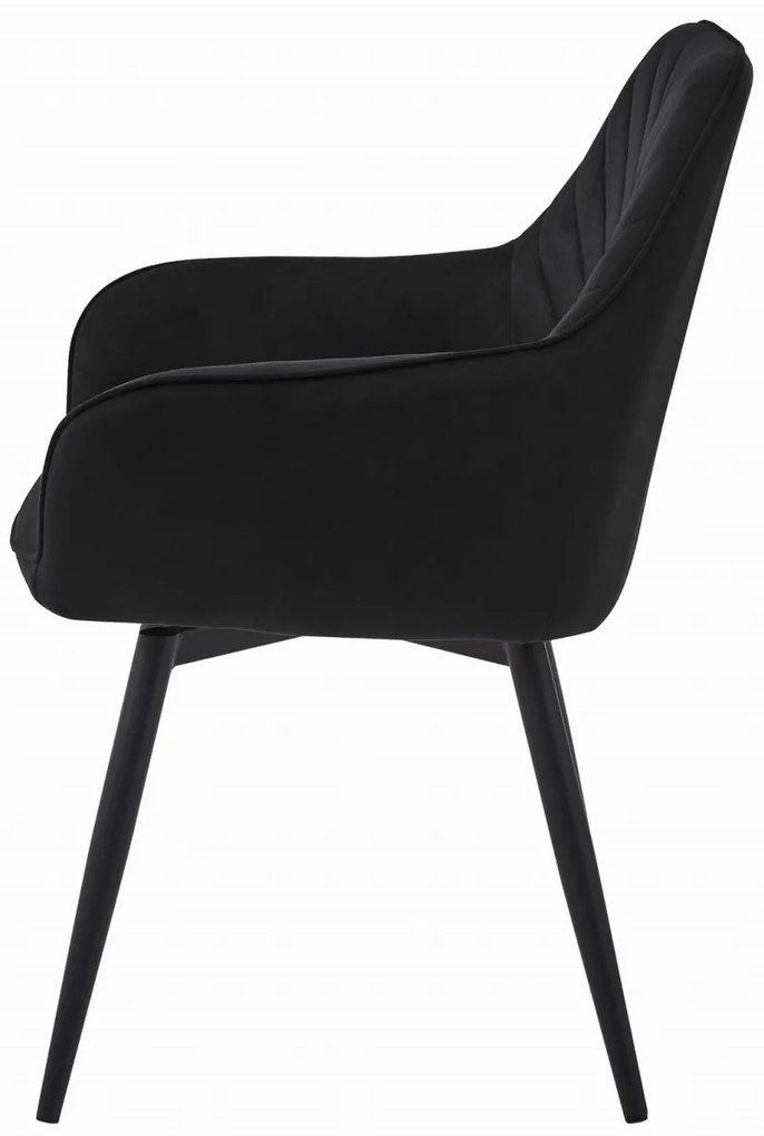 Obrotowy fotel jadalniany NANA360 VELVET, czarny