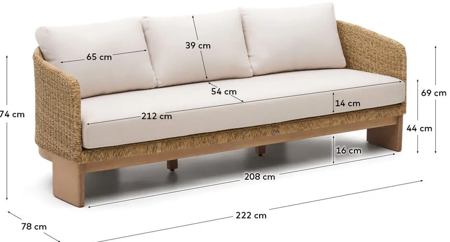 Beżowo-naturalny sofa ogrodowa z imitacji rattanu Xoriguer – Kave Home