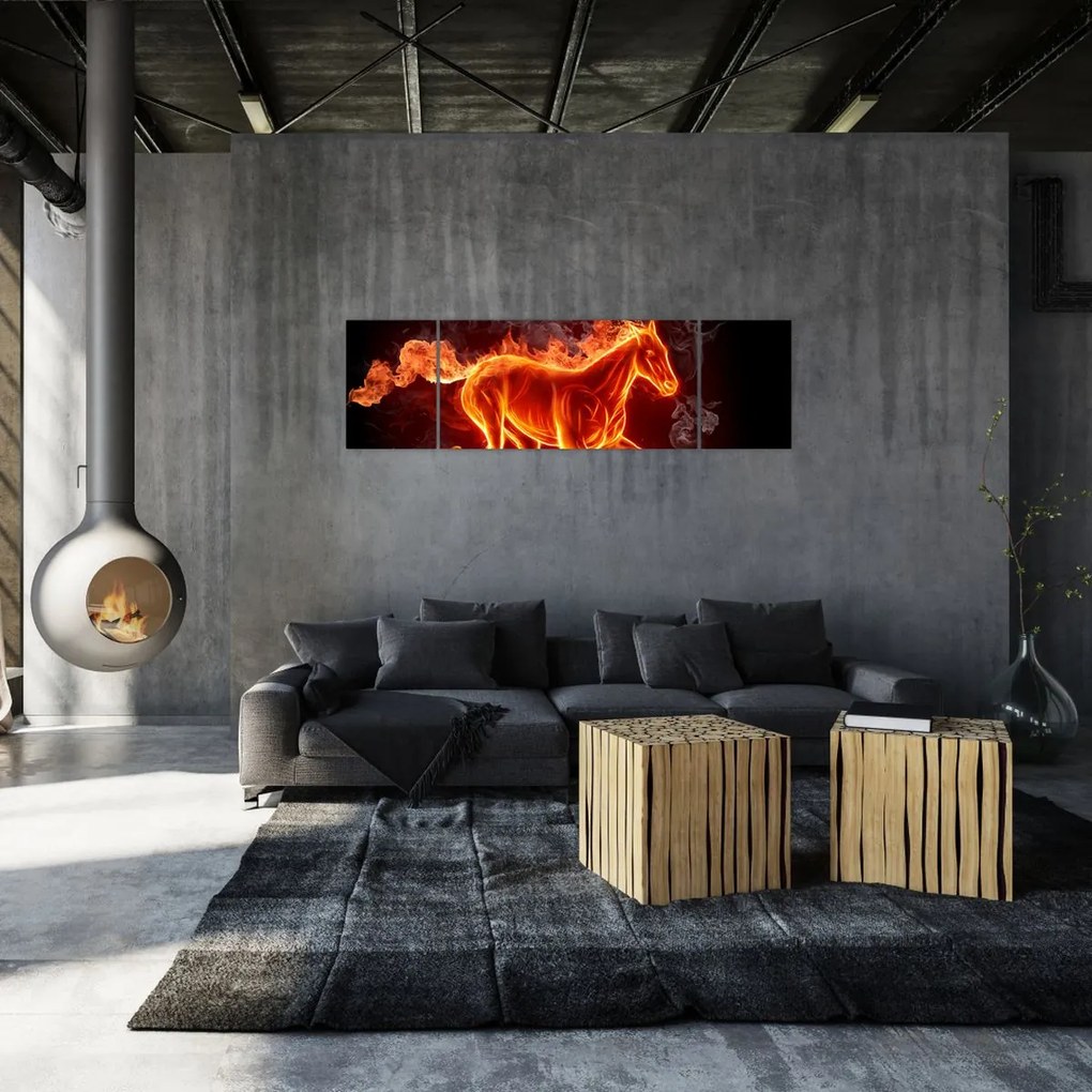 Obraz - Koń w ogniu (170x50 cm)