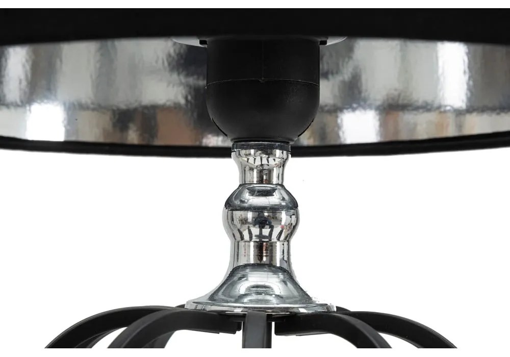 Lampa stołowa w czarno-srebrnym kolorze z tekstylnym kloszem (wys. 44,5 cm) Darky – Mauro Ferretti