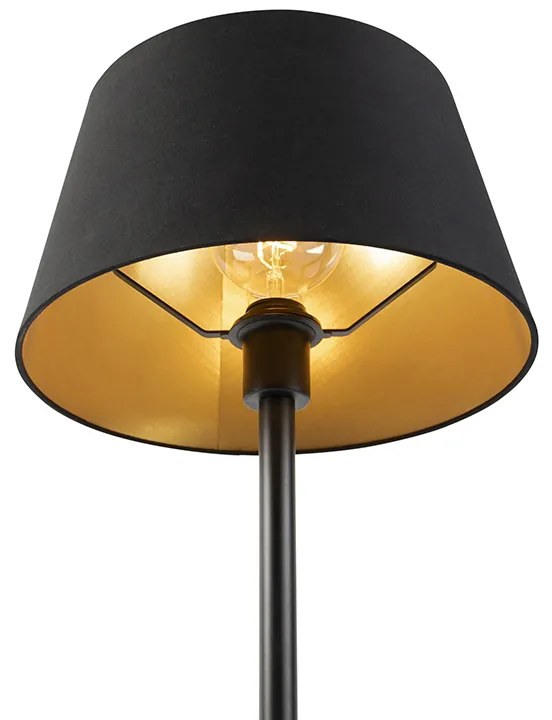 Klasyczna lampa stołowa czarna z czarnym kloszem 32 cm - Simplo klasyczny/Antyczny Oswietlenie wewnetrzne