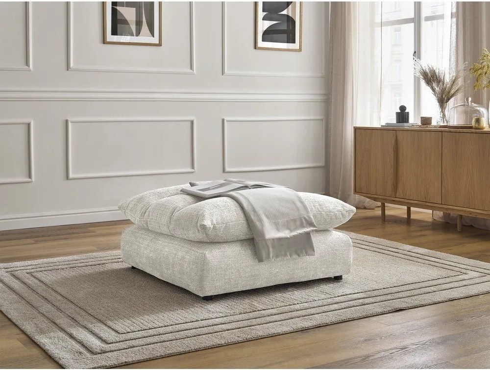 Biały podnóżek z tkaniny szenilowej Neil – Bobochic Paris