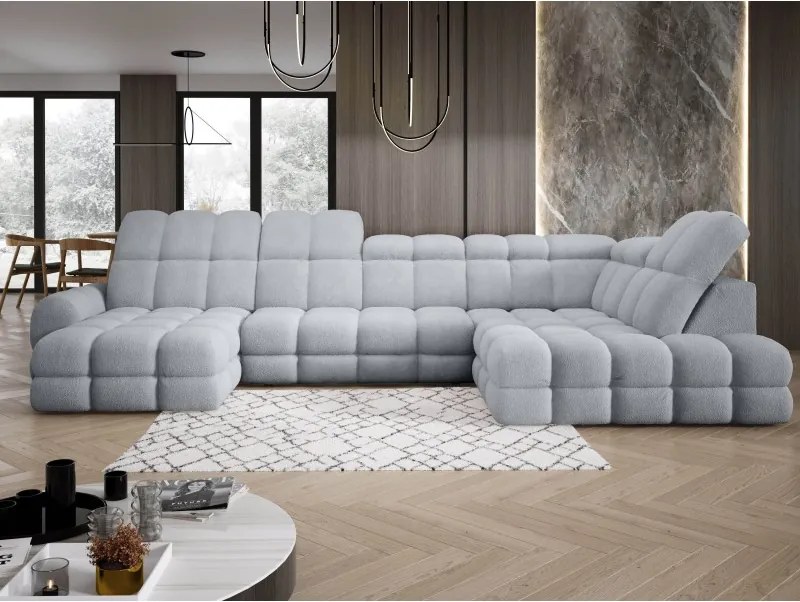 Narożnik TOLLO XL z elektryczną regulacją siedziska Prawostronny w tkaninie promocyjnej BUBBLE 06 WERSAL