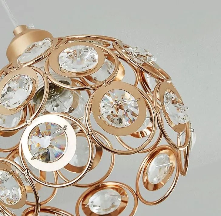 Lampa sufitowa z ażurowymi kloszami i kryształkami wisząca AT10-3SZ-Złoto