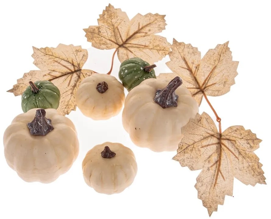 Zestaw dekoracji jesiennych, dynie i liście, 10 szt.