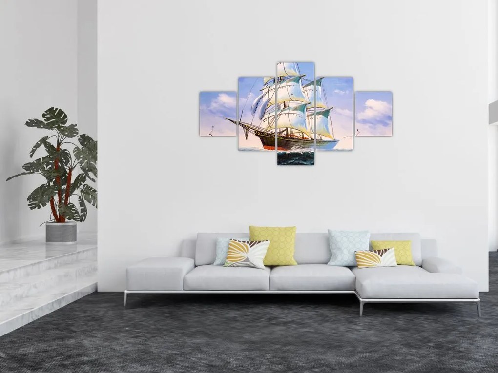 Obraz statku na falach (125x70 cm)