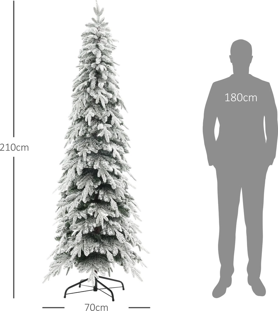 HOMCOM Choinka sztuczna 210 cm jak prawdziwa z 800 gęstymi gałęziami, sztuczny śnieg, auto-otwieranie | Aosom PL