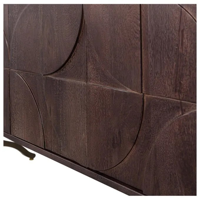 Ciemnobrązowa szafka pod TV z litego drewna mango 180x70x40 cm Draw – WOOOD