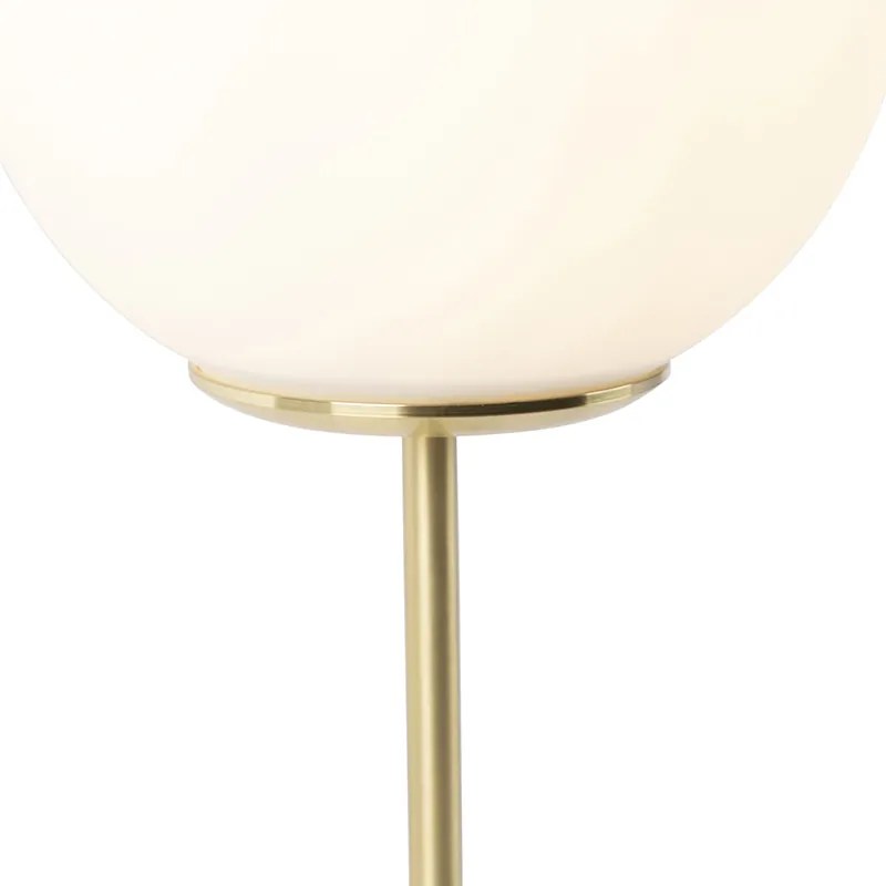Lampa stołowa w stylu art deco mosiądz z opalizującym szkłem 45,5 cm - Pallon ArtDeco Oswietlenie wewnetrzne