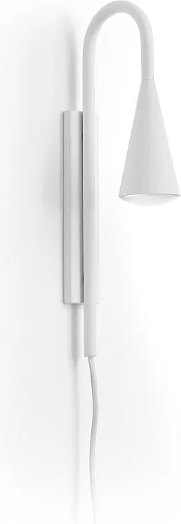 Nowoczesny kinkiet TEAR - GU10 20W - kabel 2 metry - w??czanie i wy??czanie - stal i biel