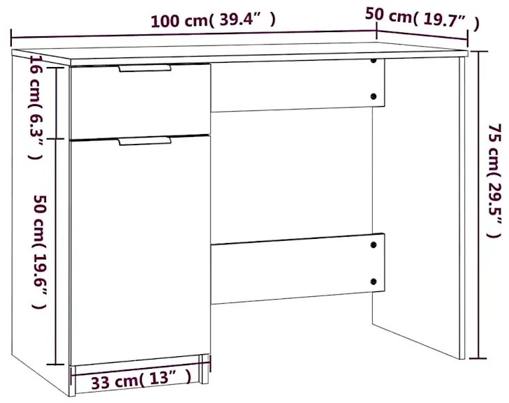 Minimalistyczne biurko w kolorze przydymionego dębu - Reves