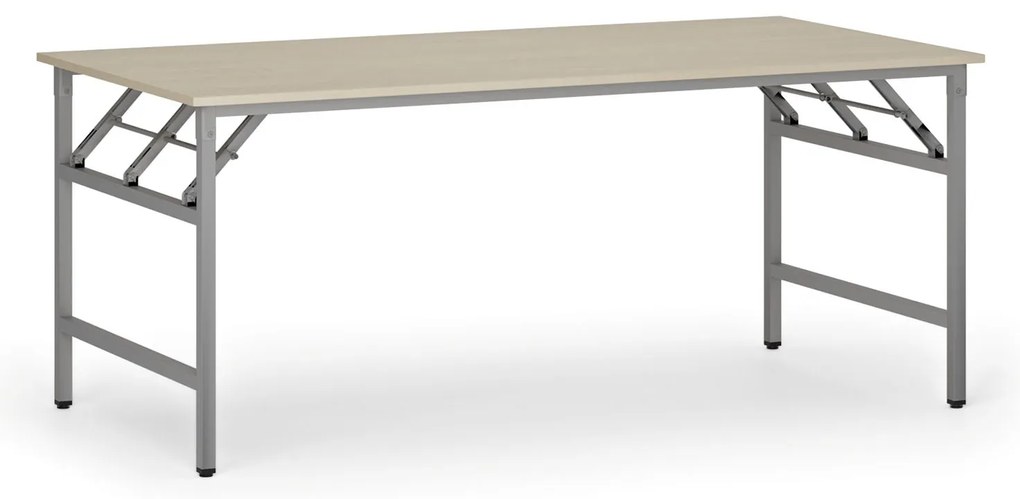 Stół konferencyjny FAST READY, 180x90 cm, szaro-srebrna podstawa, brzoza