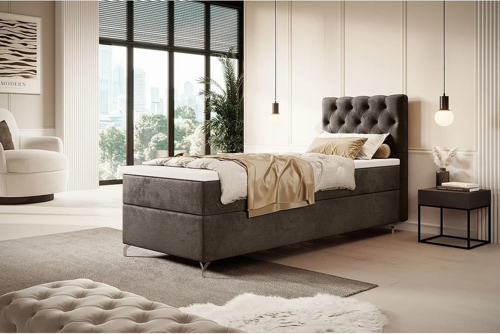 BOXBETT CHESTER 90x200 Monolith 15 z materacem H3 i topperem łóżko z pojemnikiem, pojedyncze, hotelowe, do sypialni, ze schowkiem