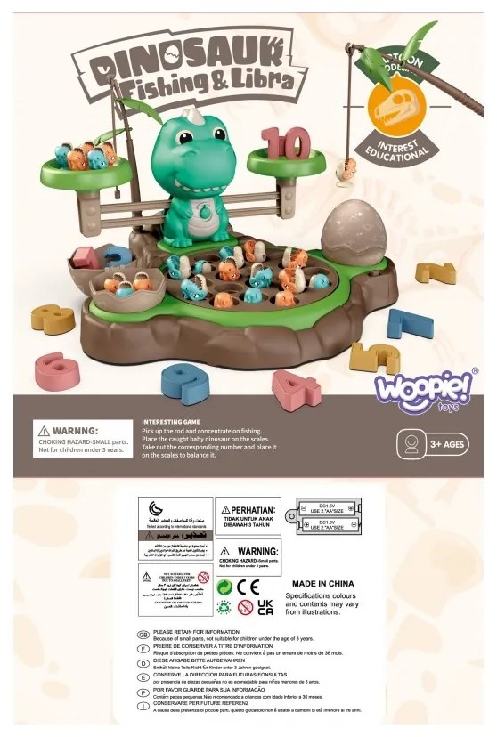 Woopie waga szalkowa gra łowienie małych prehistorycznych dinozaurów nauka liczydło