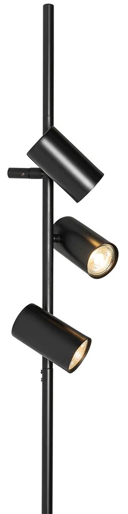 Lampa ścienna czarna z przełącznikiem nożnym 3-światłowa - Jeana Luxe Nowoczesny Oswietlenie wewnetrzne