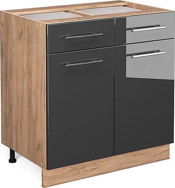 Szafka dolna do kuchni antracyt wysoki połysk 80x51.6x82 fame-line