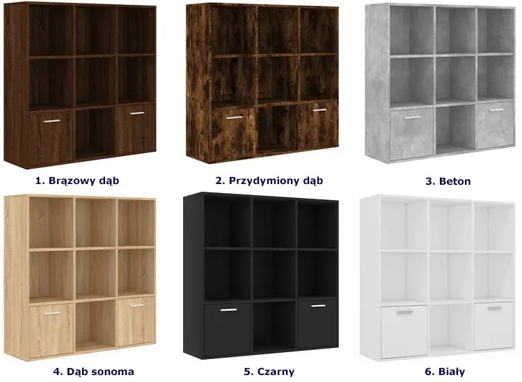 Kwadratowy skandynawski regał na zabawki dąb sonoma E1-A27