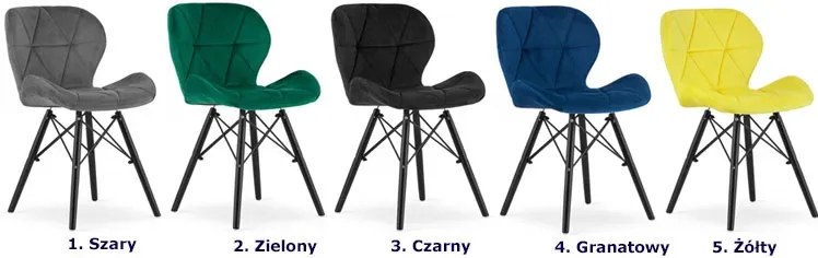 Zestaw 4 szt zielonych welurowych krzeseł P5-R75