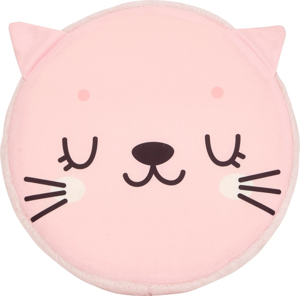 Różowa pufa kotek dla dzieci ANOKI, Ø 30 cm