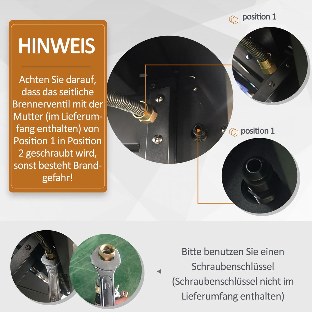 Outsunny Grill gazowy grill na kółkach z 7 palnikami szafka wielofunkcyjny metal czarny