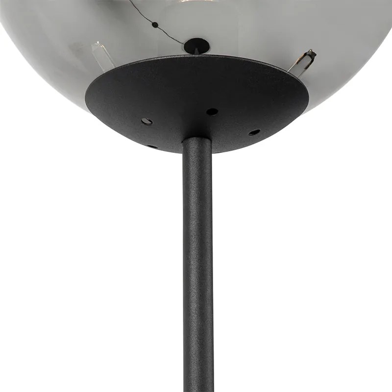 Lampa podłogowa art deco czarna z przydymionym szkłem - Pallon ArtDeco Oswietlenie wewnetrzne