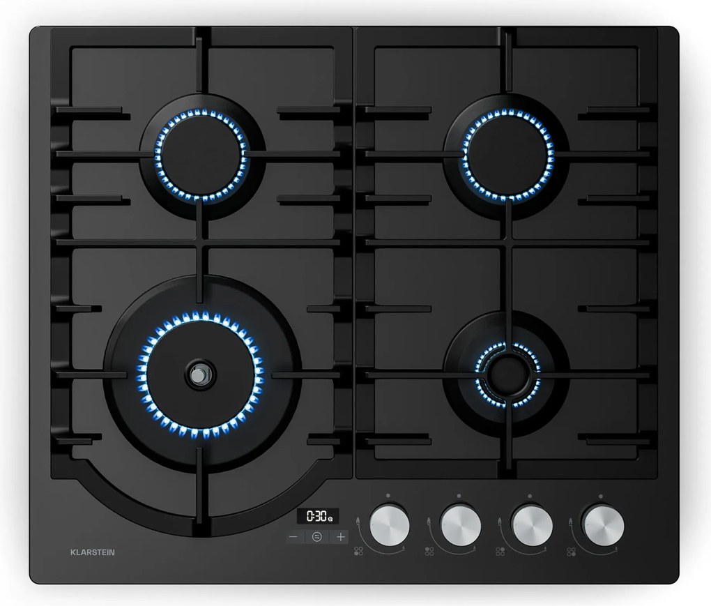 Klarstein Ignito Timer 60cm Płyta gazowa 4 palniki Czarny