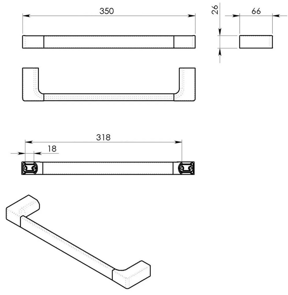 GEDY PI213588 Uchwyt na ręcznik Pirenei 35 x 6,6 cm, złoty mat