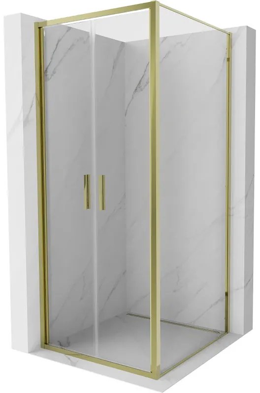 Mexen Exo kabina prysznicowa uchylna 80 x 80 cm, transparent, złota - 814-080-080-50-00