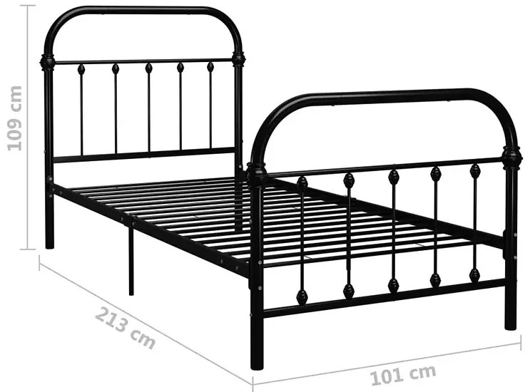 Czarne metalowe łóżko industrialne 90x200 cm - Etiosa