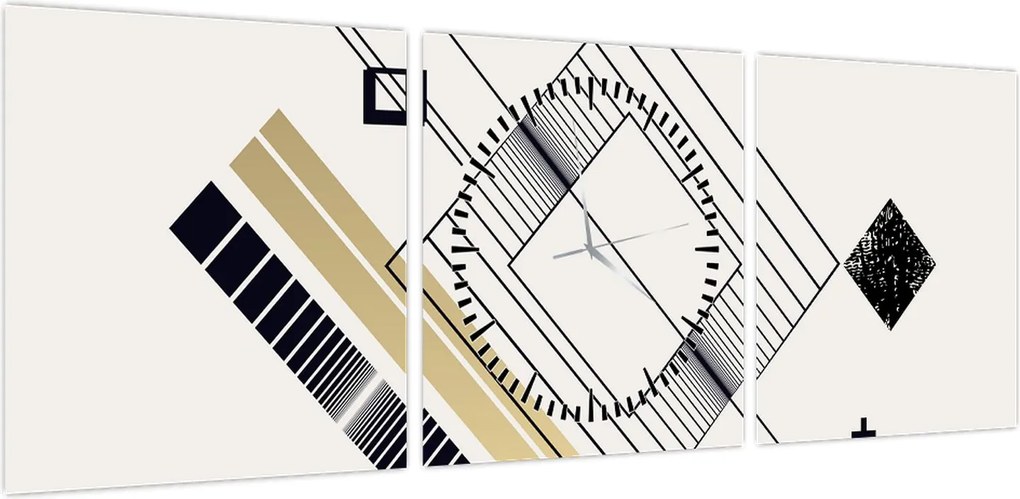 Obraz - Kształty geometryczne N⁰6 (z zegarem) (90x30 cm)