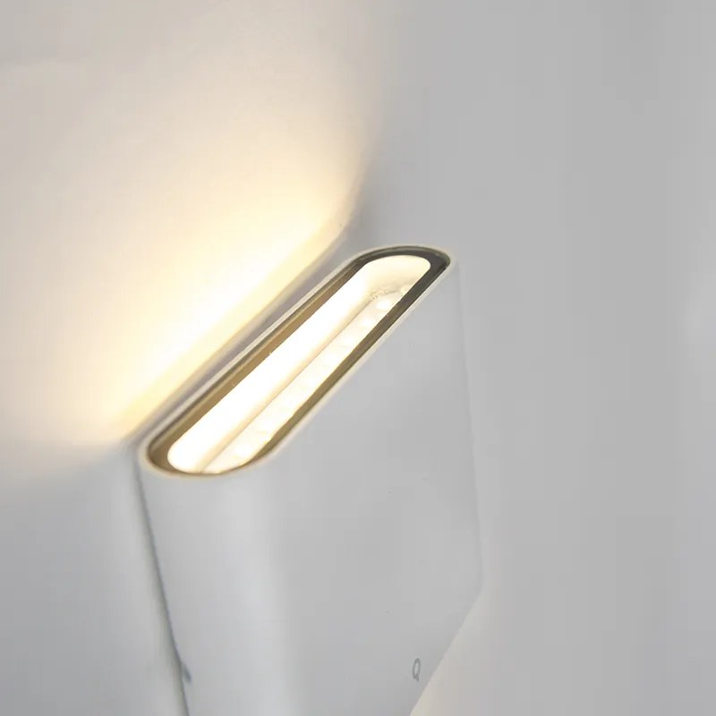 Nowoczesna zewnętrzna lampa ścienna biała 11,5 cm z LED - Batt