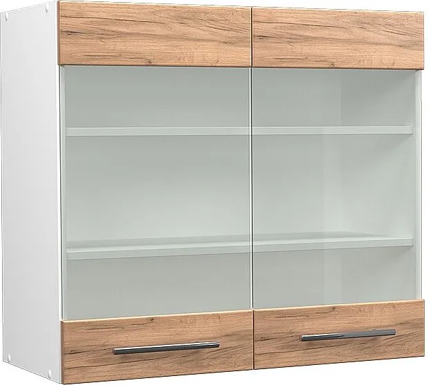 Szklana szafka kuchenna złoty dąb energetyczny 80x34.1x72 fame-line