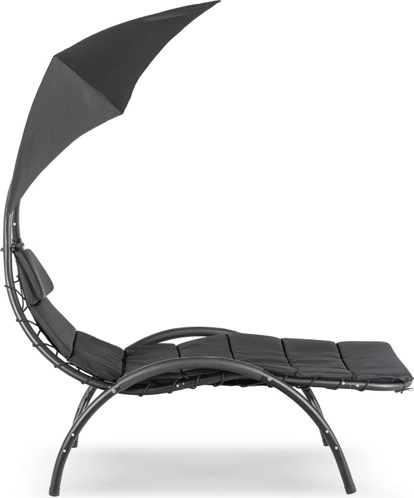 Leżak Ogrodowy z Parasolem CARPA Czarny
