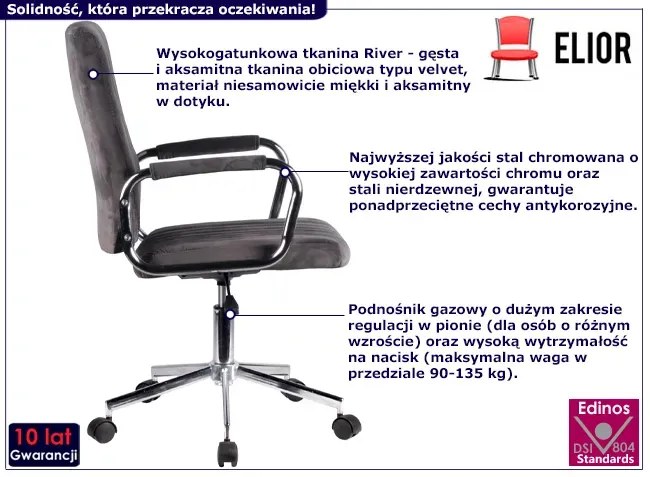 Tapicerowany szary fotel obrotowy - Janello