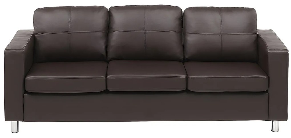 Kanapa 3-osobowa z ekoskóry ACKLEY - Brązowy