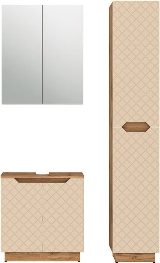 Zestaw mebli łazienkowych dąb/kaszmir ze strukturą płytek 59.8x32x62.1 lotta