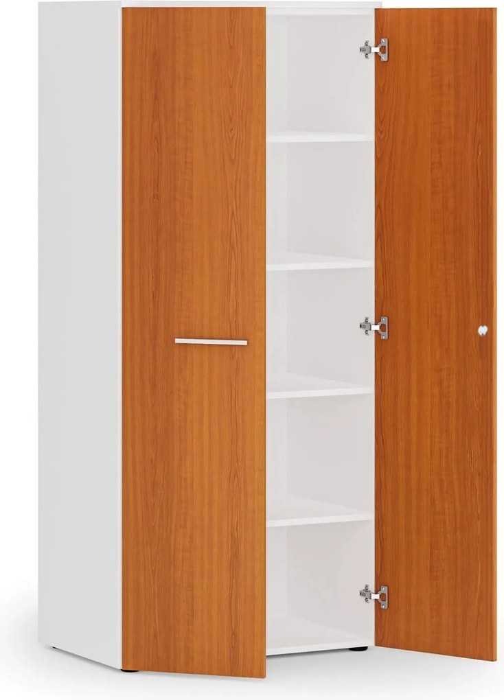 Szafa biurowa z drzwiami PRIMO WHITE, 800 x 500 x 1781 mm, biały/czereśnia