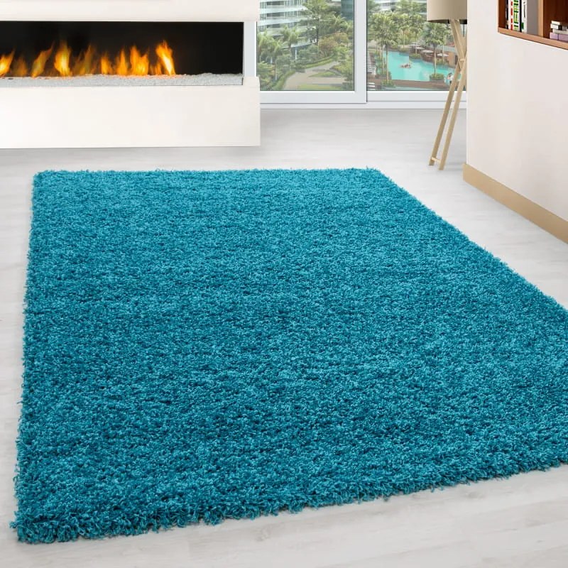 Dywan shaggy jednokolorowy turkusowy 120 cm x 170 cm