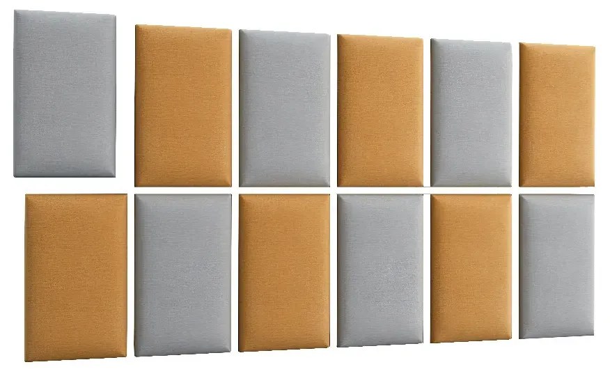 Zestaw 12 paneli tapicerowanych QUADRATTA 180x100 żółty/jasnoszary ELTAP