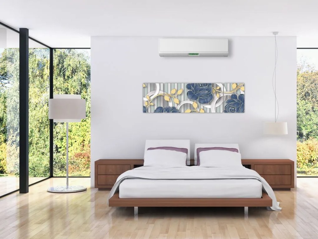 Obraz - róże i koła (170x50 cm)