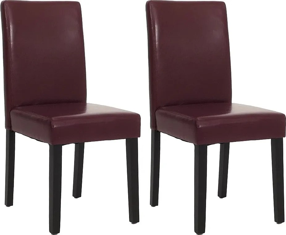 Zestaw 2 krzeseł do jadalni Littau ze sztucznej skóry,  imitacja skóry, czerwony, ciemne nogi