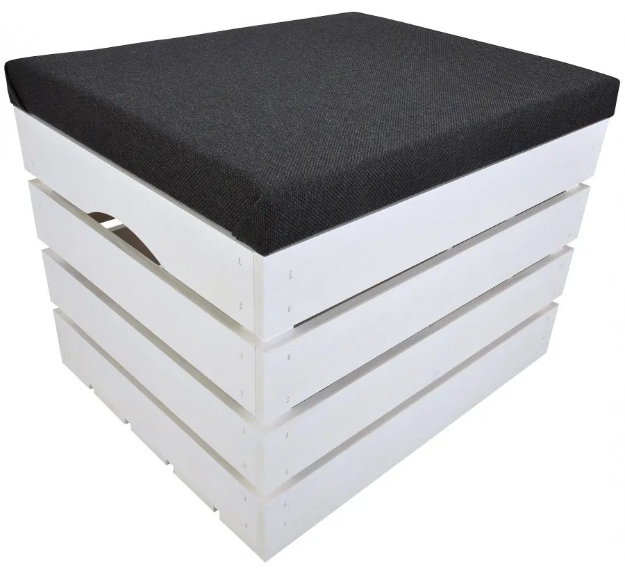 Pufa kufer skrzynia drewniana sosnowa siedzisko 50cm malowana biała