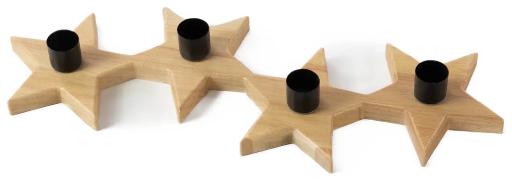 Świecznik w kształcie gwiazdek, drewno kauczukowe