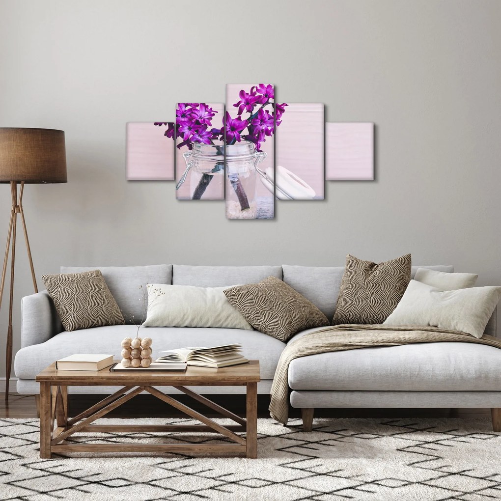 Obraz fioletowych kwiatów (125x70 cm)