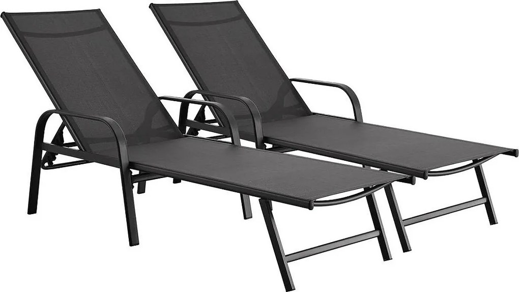 Zestaw 2 metalowych lezaków ogrodowych "Farniente" - Szary